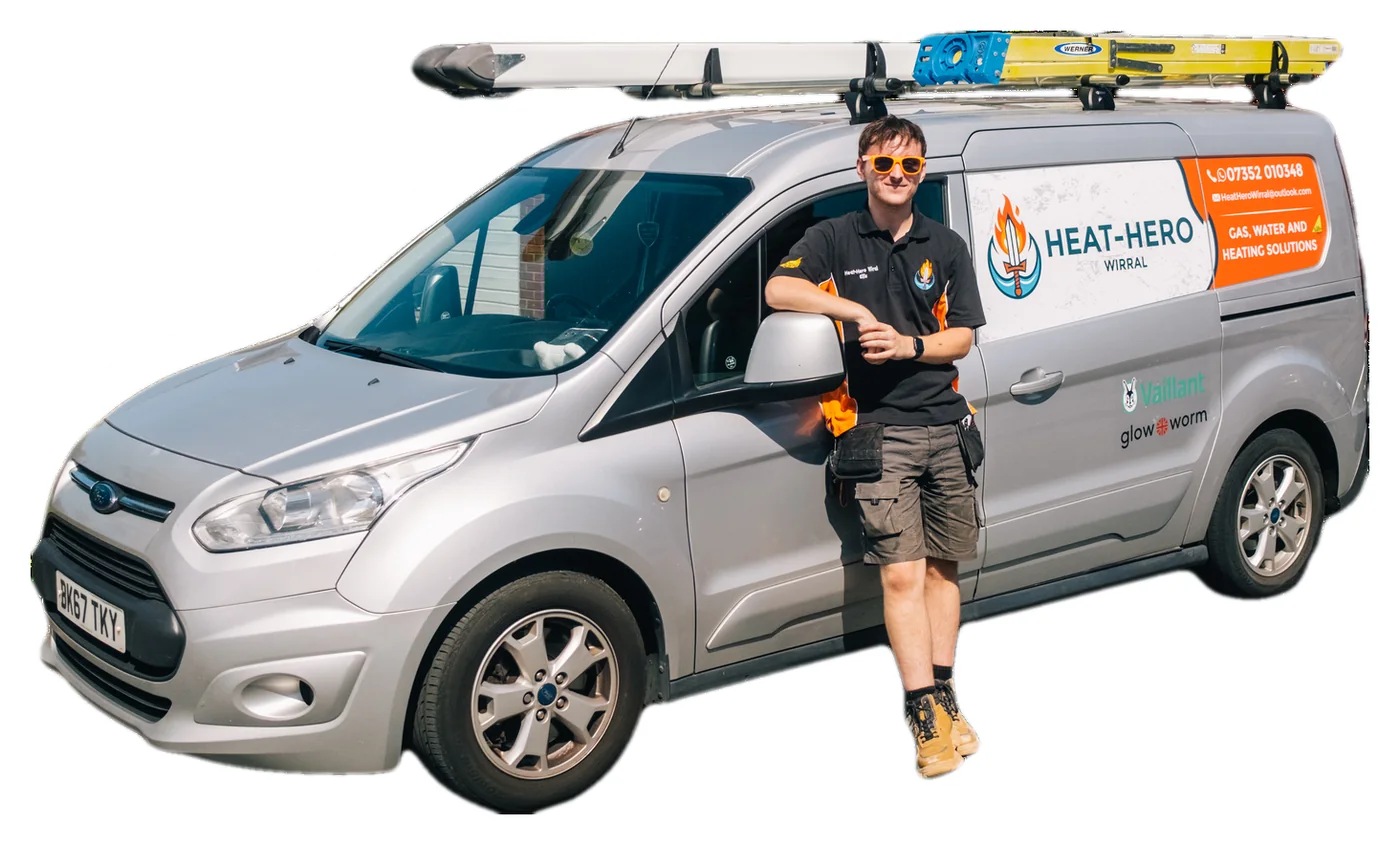 Ellis beside the Heat Hero Wirral van